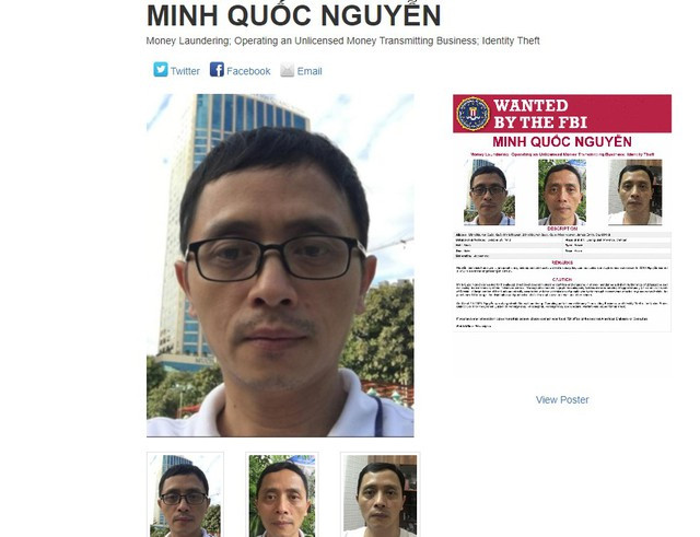Thông báo truy nã ông Minh Quốc Nguyễn của FBI