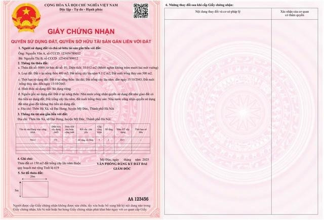 Mẫu sổ hồng mới theo đề xuất tại dự thảo thông tư của Bộ TN-MT