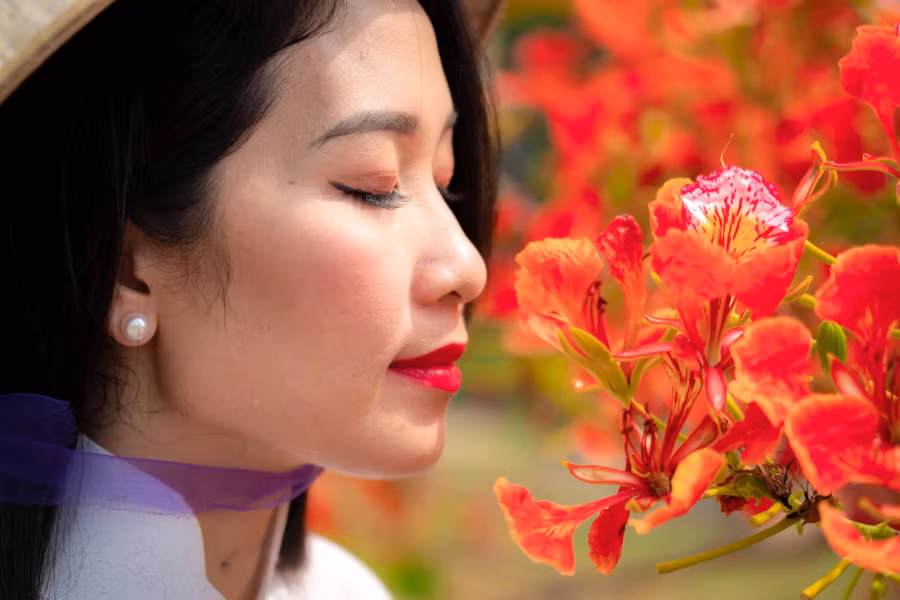 "Những chiếc giỏ xe chở đầy hoa phượng/ Em chở mùa hè của tôi đi đâu?/ Chùm phượng vĩ em cầm là tuổi tôi 18/ Thuở chẳng ai hay thầm lặng mối tình đầu" (thơ: Đỗ Trung Quân, nhạc: Vũ Hoàng)