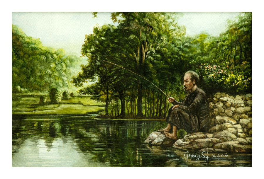 Bác Hồ câu cá ở Chiến khu Việt Bắc. Bác Hồ câu cá ở Chiến khu Việt Bắc.