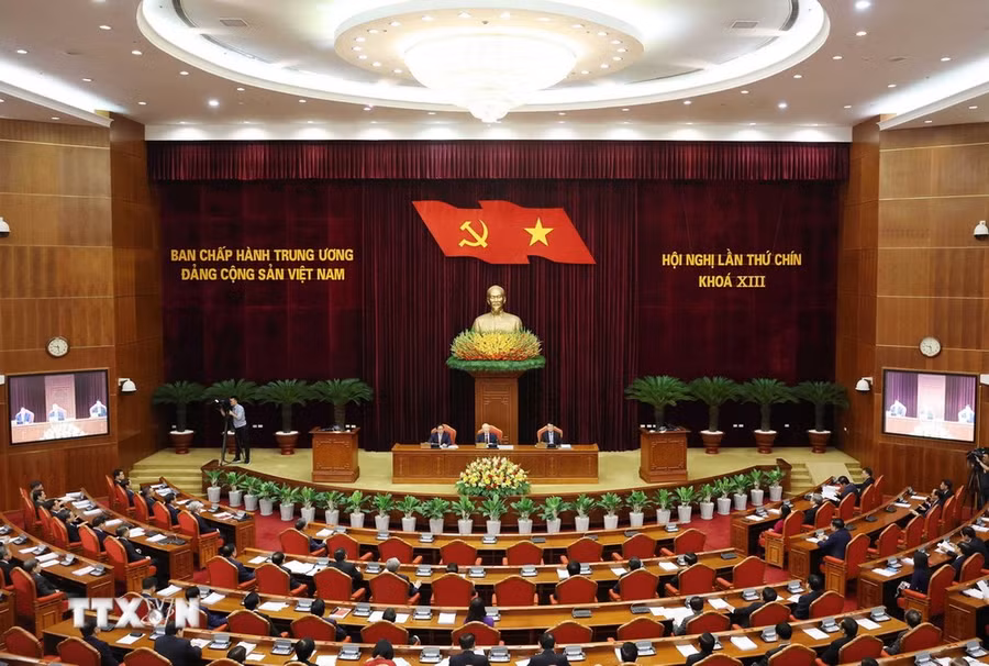 Phiên bế mạc Hội nghị lần thứ 9 Ban Chấp hành Trung ương Đảng khóa XIII. (Ảnh: Thống Nhất/TTXVN)