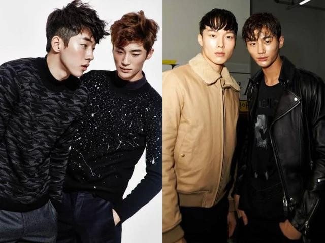 Byeon Woo Seok (đứng bên phải) bên cạnh Nam Joo Hyun (ảnh trái) và Jang Ki Yong (ảnh phải) lúc hoạt động trong làng mẫu Byeon Woo Seok (đứng bên phải) bên cạnh Nam Joo Hyun (ảnh trái) và Jang Ki Yong (ảnh phải) lúc hoạt động trong làng mẫu