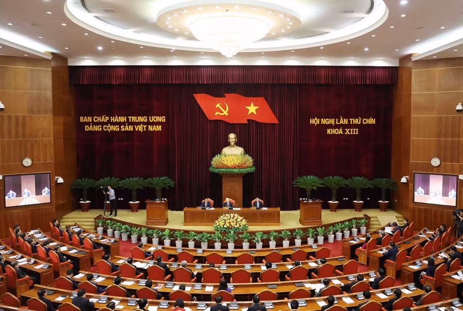 Phiên bế mạc Hội nghị lần thứ 9 Ban Chấp hành Trung ương Đảng khóa XIII. (Ảnh: Thống Nhất/TTXVN)