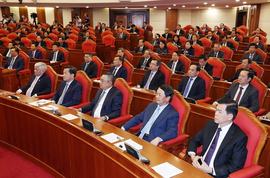 Các đại biểu dự phiên bế mạc Hội nghị lần thứ 9 BCH Trung ương Đảng khóa XIII. (Ảnh: Trí Dũng/TTXVN)