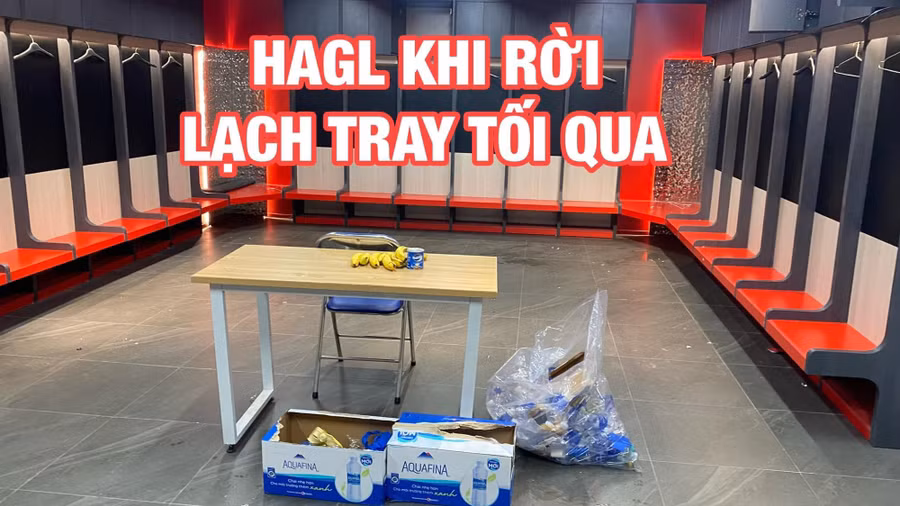 Toàn đội HAGL đã dọn dẹp sạch sẽ phòng thay đồ ở sân Lạch Tray trước khi rời đi. Ảnh: YOUTUBE NGOÀI ĐƯỜNG PISTE