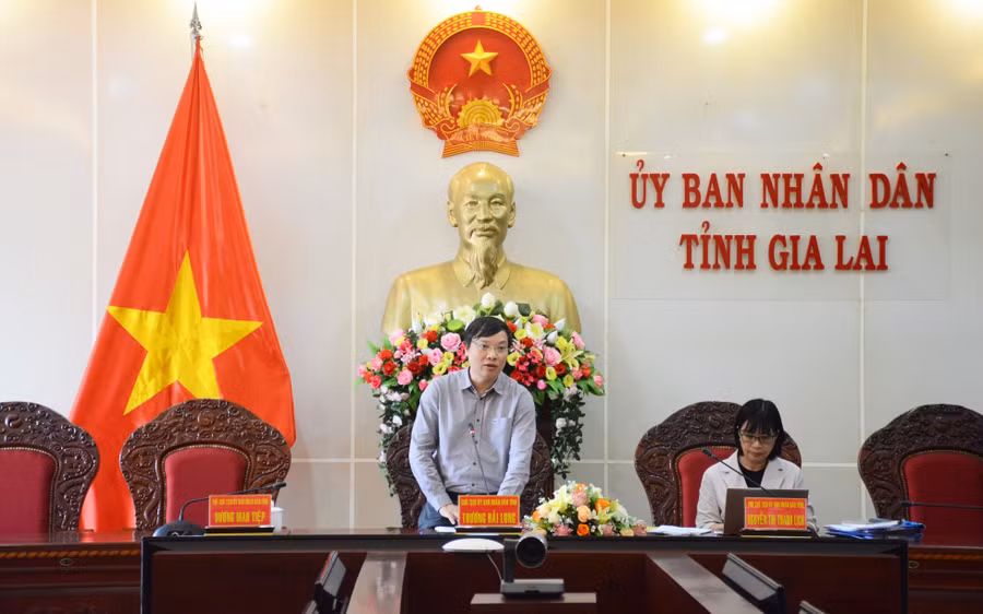 Chủ tịch UBND tỉnh Trương Hải Long phát biểu chỉ đạo tại hội nghị. Ảnh: Minh Nguyễn