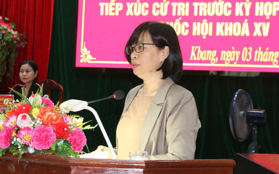 Phó Chủ tịch UBND tỉnh Nguyễn Thị Thanh Lịch trả lời ý kiến của cử tri. Ảnh: Quang Tấn Phó Chủ tịch UBND tỉnh Nguyễn Thị Thanh Lịch trả lời ý kiến của cử tri. Ảnh: Quang Tấn