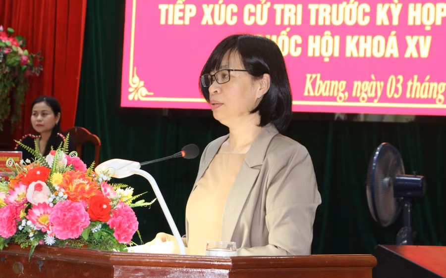 Phó Chủ tịch UBND tỉnh Nguyễn Thị Thanh Lịch trả lời ý kiến của cử tri. Ảnh: Quang Tấn