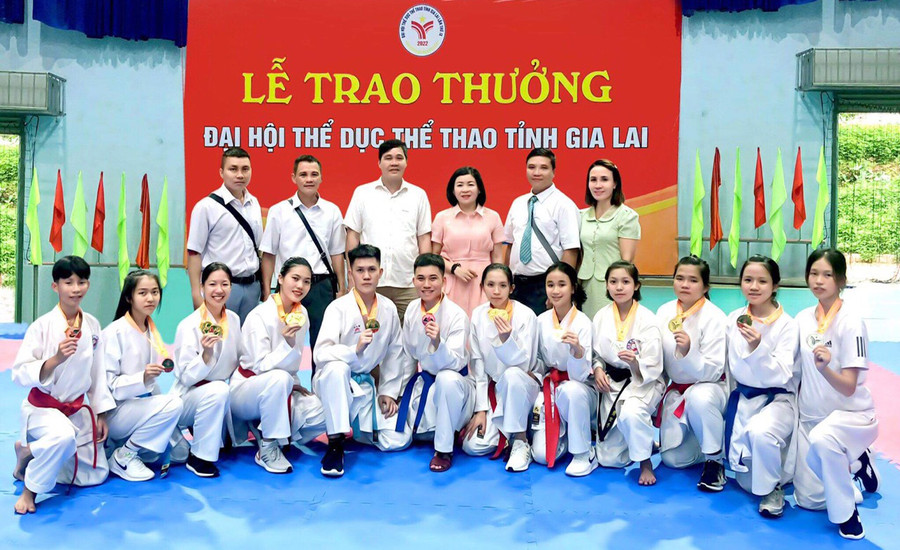 Võ đường Vĩnh Ngọc mang về 8 huy chương vàng cho đoàn huyện Ia Grai tại Đại hội Thể dục thể thao toàn tỉnh năm 2022. Ảnh: Thiên Di