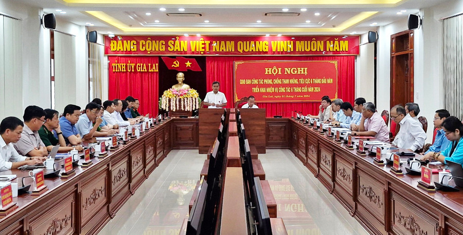 Quang cảnh hội nghị giao ban công tác PCTN, tiêu cực trong 6 tháng đầu năm và triển khai nhiệm vụ 6 tháng cuối năm 2024. Ảnh: V.H