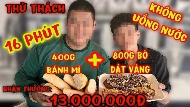 H. "tốc độ" (phải) và chủ kênh M.F đang hợp tác làm mukbang