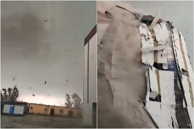 Hình ảnh cơn lốc xoáy khổng lồ ở tỉnh Sơn Đông – Trung Quốc chiều 5-7. Ảnh chụp màn hình ERICWANG1101/X Hình ảnh cơn lốc xoáy khổng lồ ở tỉnh Sơn Đông – Trung Quốc chiều 5-7. Ảnh chụp màn hình ERICWANG1101/X