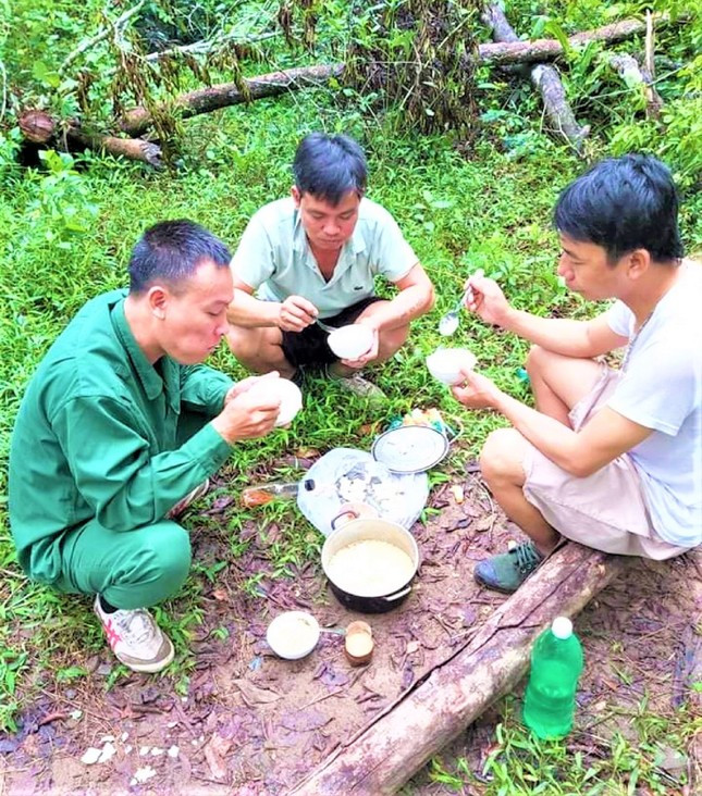Một bữa cơm giữa rừng của lực lượng kiểm lâm.