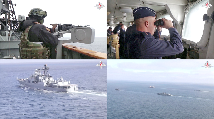 Hình ảnh về cuộc tập trận (ảnh cắt từ clip của Bộ Quốc phòng Liên bang Nga, nguồn TTXVN) Hình ảnh về cuộc tập trận (ảnh cắt từ clip của Bộ Quốc phòng Liên bang Nga, nguồn TTXVN)