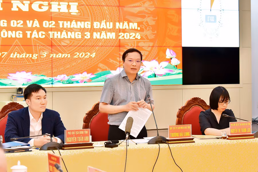 Chủ tịch UBND tỉnh Trương Hải Long phát biểu tại hội nghị. Ảnh: Đ.T