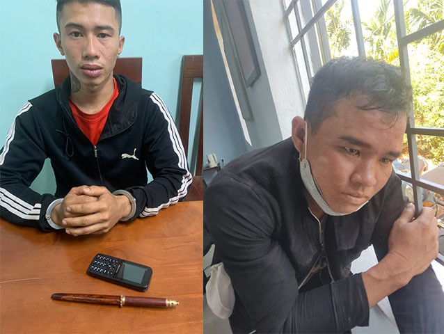 2 đối tượng Lương Hoài Nam (bên trái) và Hà Công Kỳ tại cơ quan Công an. 2 đối tượng Lương Hoài Nam (bên trái) và Hà Công Kỳ tại cơ quan Công an.