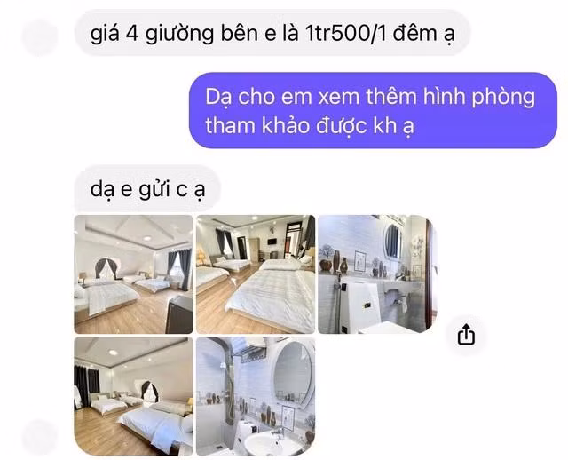 Hình ảnh khách sạn mà nhân viên gửi cho du khách