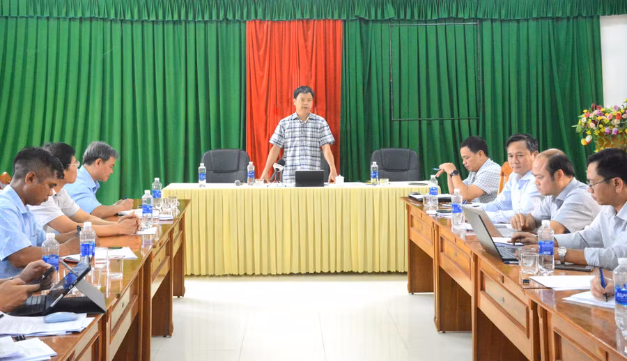 Phó Chủ tịch UBND tỉnh Nguyễn Hữu Quế phát biểu chỉ đạo tại buổi làm việc. Ảnh: M.N