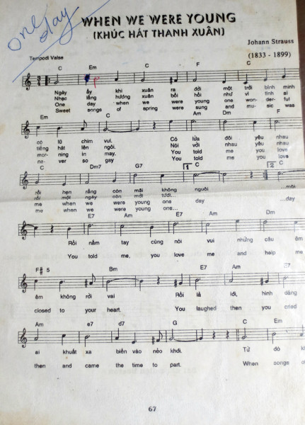 Bản nhạc “One Day” vẫn luôn được ông lưu giữ, để ghi dấu về tiếng kèn địch vận trên đồi C1 trong chiến dịch Điện Biên Phủ.