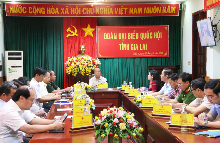 Quang cảnh phiên chất vấn và trả lời chất vấn tại điểm cầu tỉnh Gia Lai. Ảnh: Quang Tấn Quang cảnh phiên chất vấn và trả lời chất vấn tại điểm cầu tỉnh Gia Lai. Ảnh: Quang Tấn