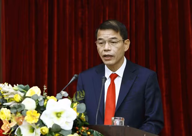 Tân Phó Trưởng Ban Tuyên giáo Trung ương Vũ Thanh Mai phát biểu. Ảnh: An Đăng/TTXVN