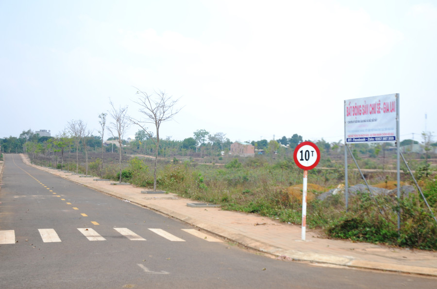 Một khu đất bị bỏ hoang sau đấu giá ở thị trấn Chư Sê. Ảnh: Hoàng Cư Một khu đất bị bỏ hoang sau đấu giá ở thị trấn Chư Sê. Ảnh: Hoàng Cư