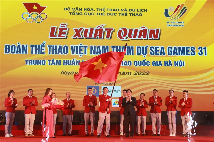 Hình ảnh Lễ xuất quân đoàn thể thao Việt Nam dự SEA Games 31. Ảnh: Minh Đức Hình ảnh Lễ xuất quân đoàn thể thao Việt Nam dự SEA Games 31. Ảnh: Minh Đức