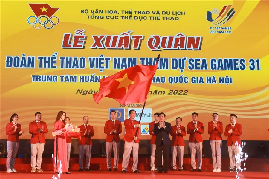 Hình ảnh Lễ xuất quân đoàn thể thao Việt Nam dự SEA Games 31. Ảnh: Minh Đức