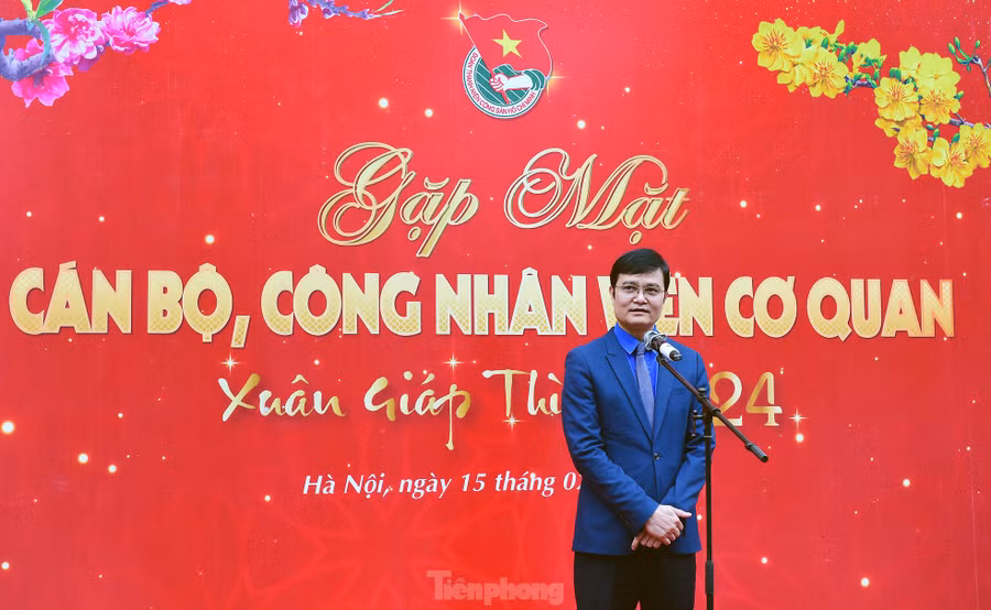 Anh Bùi Quang Huy - Bí thư thứ nhất T.Ư Đoàn phát biểu đầu xuân. Ảnh: Xuân Tùng