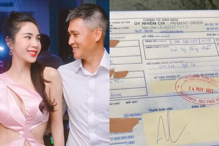 Công Vinh chuyển khoản 2 tỷ đồng mừng sinh nhật vợ.