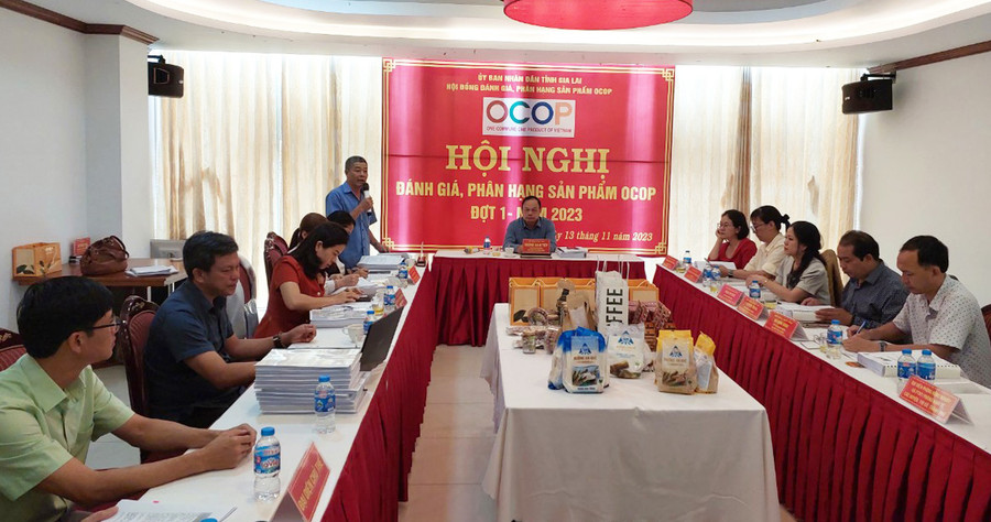 Hội đồng đánh giá, phân hạng sản phẩm OCOP cấp tỉnh đánh giá đợt 1-2023. Ảnh: N.D Hội đồng đánh giá, phân hạng sản phẩm OCOP cấp tỉnh đánh giá đợt 1-2023. Ảnh: N.D