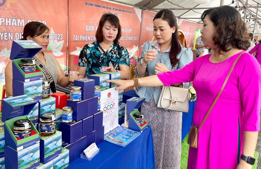 Tỉnh Gia Lai đã đẩy mạnh các hoạt động kết nối tiêu thụ sản phẩm qua Campuchia thông qua việc tổ chức các phiên chợ biên giới hàng năm. Ảnh: V.T Tỉnh Gia Lai đã đẩy mạnh các hoạt động kết nối tiêu thụ sản phẩm qua Campuchia thông qua việc tổ chức các phiên chợ biên giới hàng năm. Ảnh: V.T