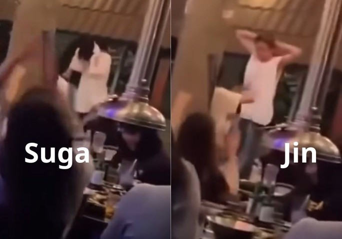 Suga và Jin của nhóm BTS nhảy nhiệt tình vũ điệu lắc hông