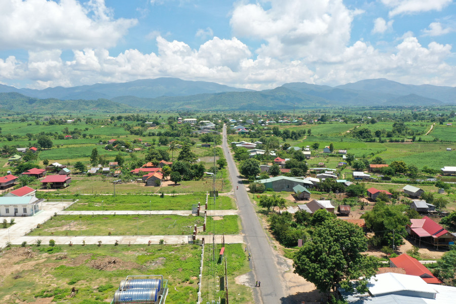 Trung tâm xã Ia Mlah nhìn từ trên cao. Ảnh: Lê Nam