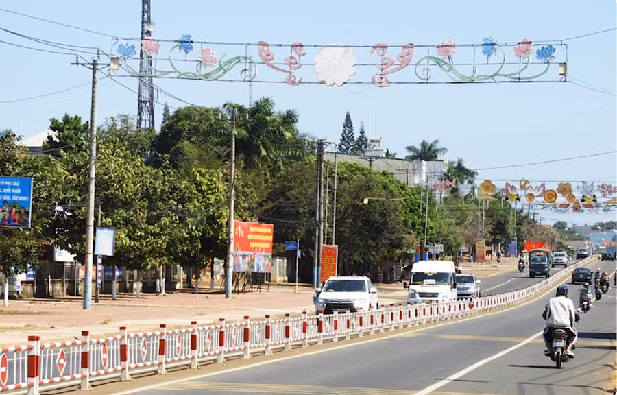 Một góc trung tâm thị trấn Đak Đoa. Ảnh: Thanh Nhật