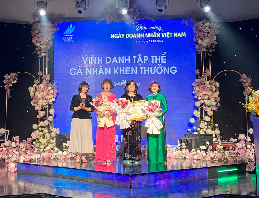 Đồng chí Nguyễn Thị Thanh Lịch-Phó Chủ tịch UBND tỉnh trao Bằng khen của Chủ tịch UBND tỉnh cho Hội Nữ doanh nhân. Ảnh: Hà Duy Đồng chí Nguyễn Thị Thanh Lịch-Phó Chủ tịch UBND tỉnh trao Bằng khen của Chủ tịch UBND tỉnh cho Hội Nữ doanh nhân. Ảnh: Hà Duy