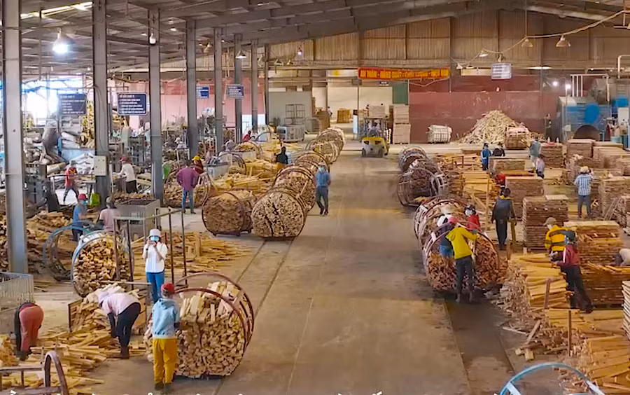 Nhà máy chế biến gỗ cao su của Công ty TNHH Nhất Hưng Gia Lai (tại Lô B6, Khu công nghiệp Trà Đa mở rộng, TP. Pleiku). Ảnh: Hà Duy