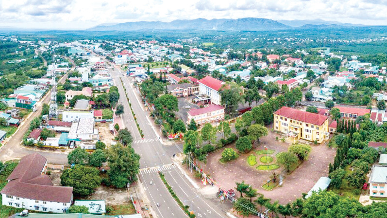 Trung tâm huyện Ia Grai nhìn từ trên cao. Ảnh: Phương Loan Trung tâm huyện Ia Grai nhìn từ trên cao. Ảnh: Phương Loan
