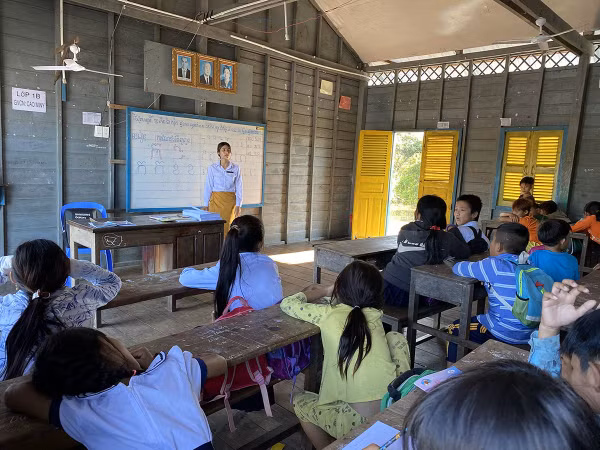 Giờ học ở Trường Tiểu học Biển Hồ.