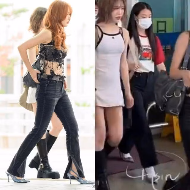 Seulgi đã thay giày với người quản lý của mình (người mặc áo màu đỏ trắng)