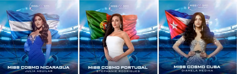 Julia Aguilar (Nicaragua) gây ấn tượng với vẻ đẹp khỏe khoắn, làn da bánh mật quyến rũ cùng hình thể nóng bỏng và câu chuyện nữ quyền truyền cảm hứng. Còn Stephanie Rodrigues của Bồ Đào Nha lại ghi điểm với sự duyên dáng, thanh lịch, bản lĩnh sân khấu và có niềm đam mê với nghệ thuật. Trong khi đó, Diamela Medina đến từ Cuba đang làm người mẫu, vũ công chuyên nghiệp tại Việt Nam