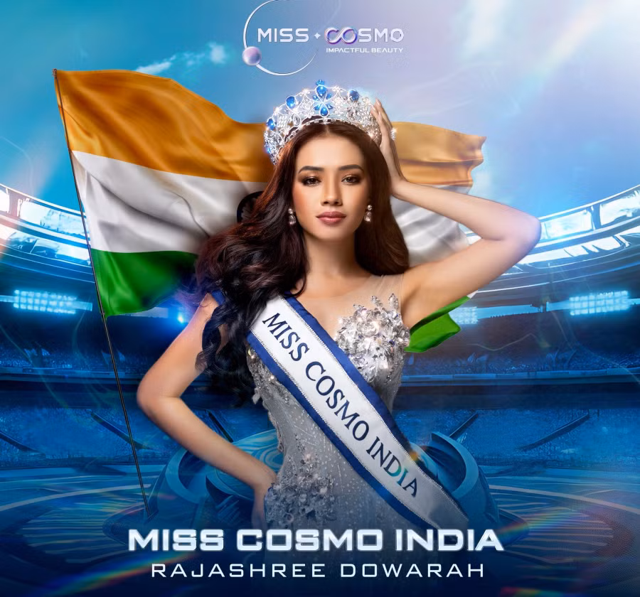 Đại diện Ấn Độ - Rajashree Dowarah được đánh giá là thí sinh tài sắc vẹn toàn, từng vượt qua nhiều đối thủ để giành vương miện Miss Cosmo India 2024. Nàng hậu 25 tuổi hiện là thạc sĩ nghiên cứu lâm sàng tại Viện Khoa học Y khoa Ấn Độ (AIIMS). Bên cạnh học vấn nổi bật, cô còn hoạt động với vai trò người mẫu, người dẫn chương trình đồng thời theo đuổi các dự án cộng đồng với tư cách diễn giả truyền cảm hứng và cố vấn phát triển cá nhân