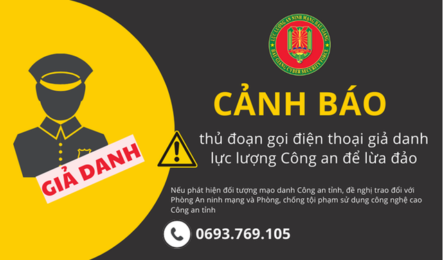 Công an tỉnh Hậu Giang cung cấp số điện thoại 0693.769.105 để tiếp nhận thông tin về các trường hợp mạo danh ban giám đốc công an tỉnh để lừa đảo