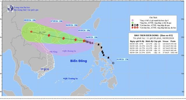 Đường đi dự kiến của bão số 3 Đường đi dự kiến của bão số 3