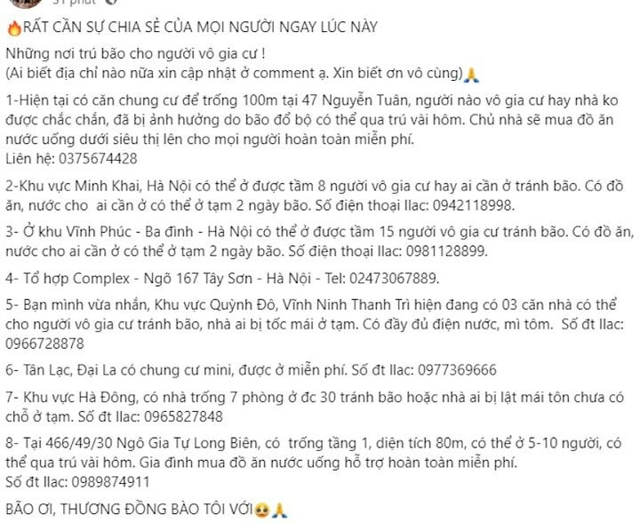 Những tấm lòng hảo tâm mời người dân vào nhà tránh bão. (Ảnh: Chụp màn hình) Những tấm lòng hảo tâm mời người dân vào nhà tránh bão. (Ảnh: Chụp màn hình)