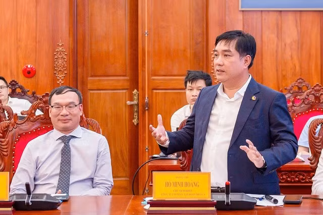 Ông Hồ Minh Hoàng, Chủ tịch HĐQT Tập đoàn Đèo Cả, phát biểu