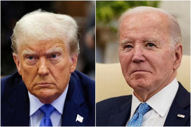 Cựu Tổng thống Donald Trump (trái) và Tổng thống Joe Biden &quot;tái đấu&quot; vào ngày 5-11. Ảnh: Reuters