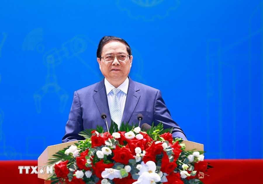 Thủ tướng Phạm Minh Chính phát biểu tại Diễn đàn Nâng cao Năng suất Lao động Quốc gia năm 2024. (Ảnh: Dương Giang/TTXVN) Thủ tướng Phạm Minh Chính phát biểu tại Diễn đàn Nâng cao Năng suất Lao động Quốc gia năm 2024. (Ảnh: Dương Giang/TTXVN)