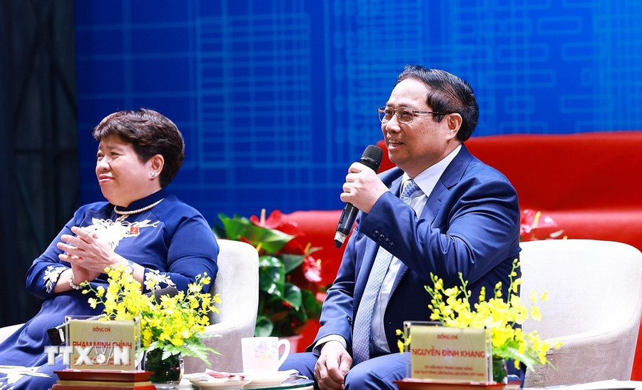 Thủ tướng Phạm Minh Chính phát biểu tại Diễn đàn Nâng cao Năng suất Lao động Quốc gia năm 2024. (Ảnh: Dương Giang/TTXVN) Thủ tướng Phạm Minh Chính phát biểu tại Diễn đàn Nâng cao Năng suất Lao động Quốc gia năm 2024. (Ảnh: Dương Giang/TTXVN)