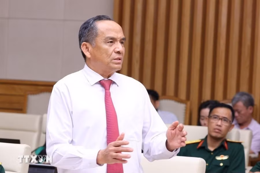 Ông Lê Hoàng Châu, Chủ tịch Hiệp hội Bất động sản Thành phố Hồ Chí Minh phát biểu. (Ảnh: Văn Điệp/TTXVN)